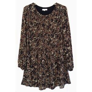 Cottagecore Dress Wn M Black Floral Ditsy Babydoll Peasant Boho Fairy Romantic